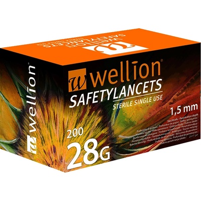 Wellion Safety LANCETS 25G LANCETA bezpečnostná priemer 1,8 mm sterilná jednorazová 200 ks