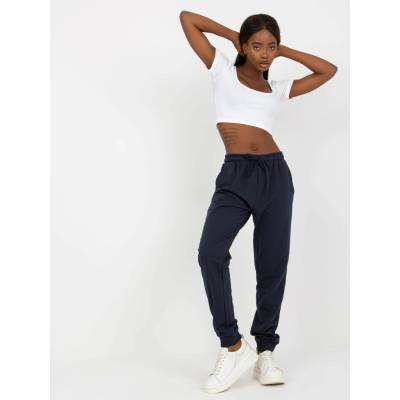 Navy blue sweatpants tied at the waist černá BASIC Feel Good
