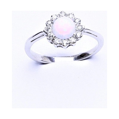 Čištín stříbrný bílý syntetický opál čiré zirkony T 1495