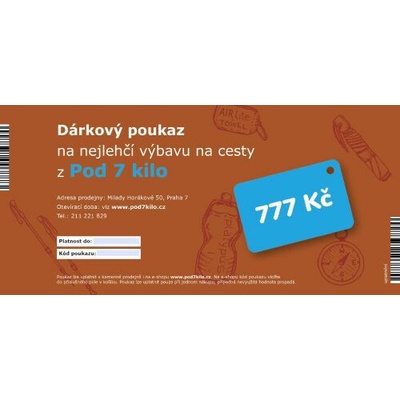 Pod 7 kilo Dárkový poukaz papírový (různé hodnoty) Dárkový poukaz v hodnotě 777 Kč