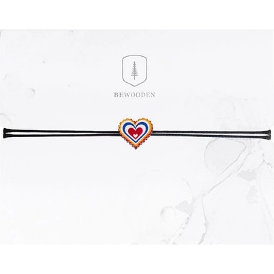 BeWooden dřevěný provázkový náramek Duhové srdce