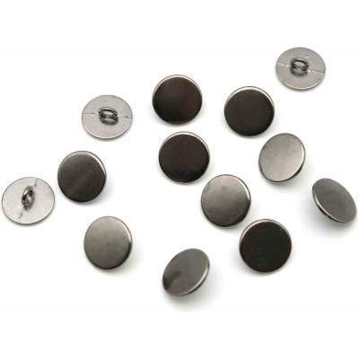 Kovový gombík so spodným prišitím - lesklý - tmavý nikel - priemer 1,5 cm