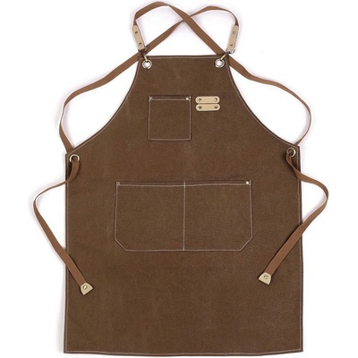 Prima-obchod Zástěra profesionální nastavitelná z hrubé bavlny hnědá světlá