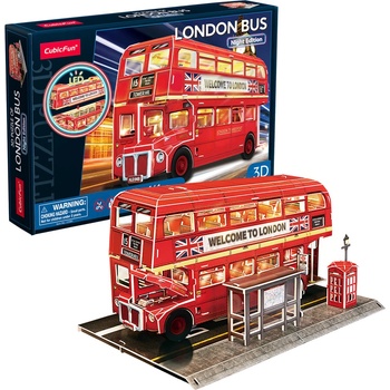 CubicFun 3D пъзел CubicFun от 161 части - Лондонски автобус, с LED светлини (L538h)