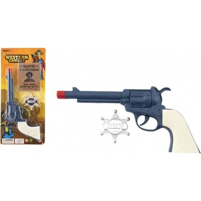 Teddies Pištoľ revolver Klapač plast 23x12cm s šerifským odznakom na karte