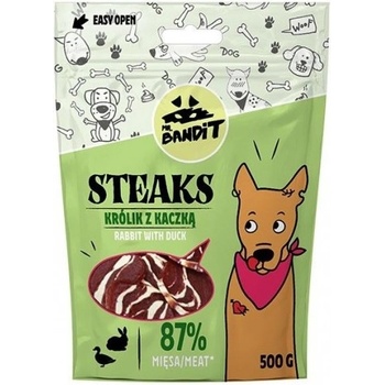 VetExpert Mr. Bandit STEAKS Rabbit with duck - лакомство за кучета, заешко и патешко месо с ароматна треска, 500 гр - Полша
