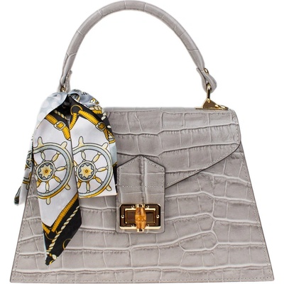 NovaKabelka.sk Flavia Cocco Grigia Chiara kožená talianska crossbody kabelka sivá