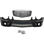 Предна тунинг броня за Mercedes W211 E-Class (2002-2009) - AMG с решетка и халогени (FBMBW211FLGRN)
