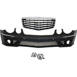  Предна тунинг броня за Mercedes W211 E-Class (2002-2009) - AMG с решетка и халогени (FBMBW211FLGRN)