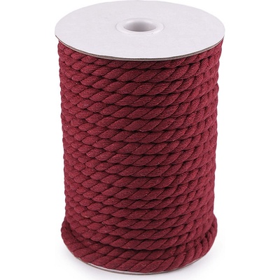 Bavlněná šňůra kroucená Ø8 mm macrame Varianta: 5 červená tmavá, Balení: 20 m