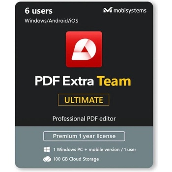 MobiSystems Софтуер MobiSystems PDF Extra Team Ultimate, абонамент за 1 година, за 6 потребители, английски/български, за Windows/Android/iOS