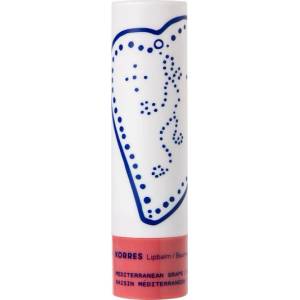 KORRES Овлажняващ балсам за устни Грозде с цвят , Korres Mediterranean Grape Lip Balm 4.5gr