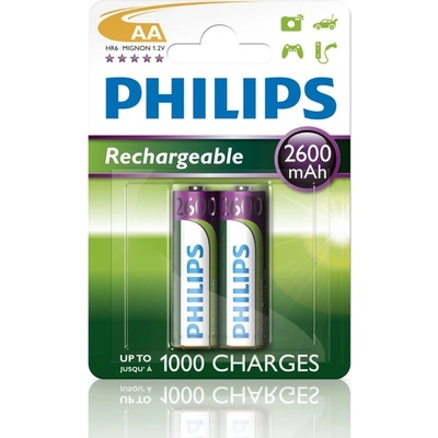 Philips Батерии 2x Philips Rechargeable AA, 2600mAh, 1.2V (R6B2A260)