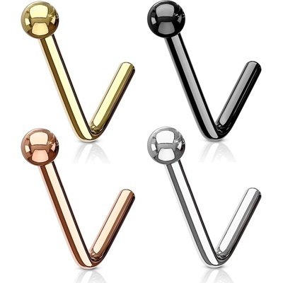 Šperky4U zahnutý piercing do nosu kulička N0075-GD
