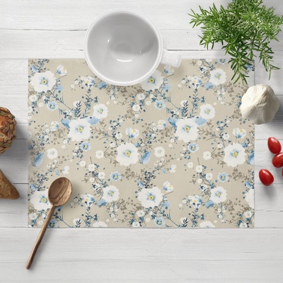 Biante bavlna prestieranie Sandra SA-552 Modré popínavé kvety na béžovom 30x40 cm