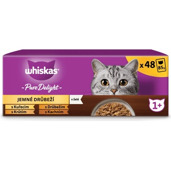 Whiskas 1+ Adult Pure Delight drůbeží výběr v želé 48 x 85 g