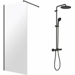 Grohe Комплект душ кабина Omnires Marina Walk-In, черен цвят 100x200 см и душ колона Grohe Vitalio Start, черен цвят (DNR10XBLTR+266772431)