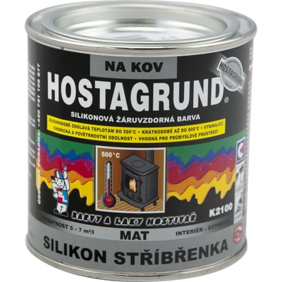 Barvy A Laky Hostivař Hostagrund K2100 Silikon Stříbřenka barva na kov do 500 °C, stříbrná, 350 g