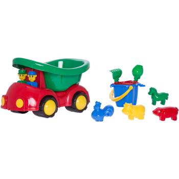 Image 1 of HEMAR КАМИОН С ПЪТНИЦИ И ПЛАЖЕН КОМПЛЕКТ 8 ЕЛЕМЕНТА 36 СМ