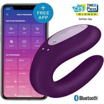 Satisfyer Вибратор за двойки Satisfyer Double Joy лилав с App