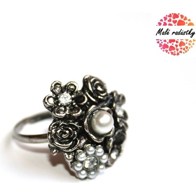 Prsten Fashion Jewerly Retro shiny pearl flower 188