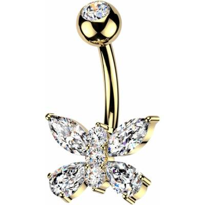 MARRE Zlacený piercing do pupíku motýl WP0121-GD