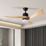 ZEVENTI - LED таванен вентилатор NATURITO LED/18W/230V Wi-Fi Tuya черен/дъб + дистанционно управление (ZV0036)