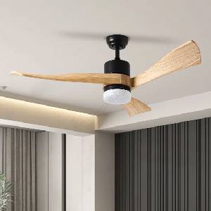 ZEVENTI - LED таванен вентилатор NATURITO LED/18W/230V Wi-Fi Tuya черен/дъб + дистанционно управление (ZV0036)