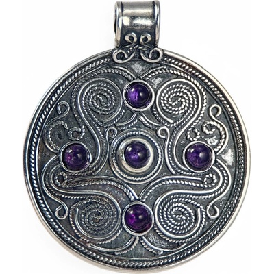 Drakkaria BATTERSEA stříbrný přívěsek s ametysty P40447