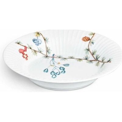 Kähler Design Bílý hluboký porcelánový talíř s vánočním motivem 21 cm Hammersh i Christmas