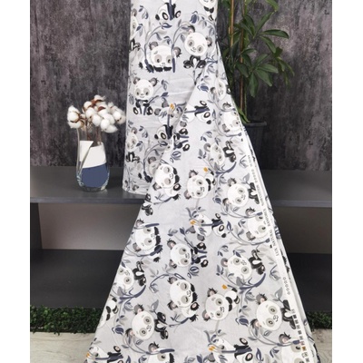 Ervi bavlna flanel š.240cm pandy na šedém - 26188-3, metráž