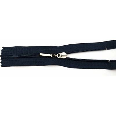 Špirálový zips č. 5 - nedeliteľný - tmavomodrý s plôškou - dĺžka 16 cm