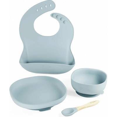 Lulaby silikónová jedálenská sada s prísavkou Pastel Blue 4 dielna