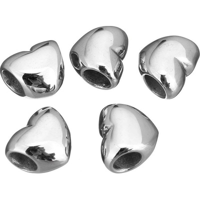 Šperky4U Navlékací ocelový přívěšek korálek srdíčko K0009