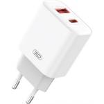 XO Зарядно устройство за електрическата мрежа XO CE12 USB+Type-C гнездо 20W, бързо зарядно устройство PD, БЯЛО XO-CE12 (XO-CE12)