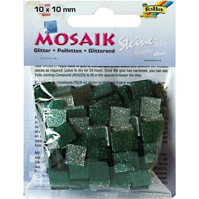 Folia Mozaikové kamienky trblietavé, 10 x 10 mm zelená