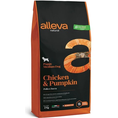 Alleva® natural (puppy medium) chicken & pumpkin - храна за подрастващи кучета, както и за бременни и кърмещи кучета от средни породи, Италия - 2 кг 2042