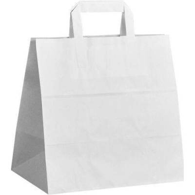 Papírová taška bílá Takeaway 280x170x270 mm s plochým uchem