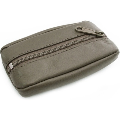 Klíčenka Šedohnědá kožená se zipovou kapsou 619-2418-26