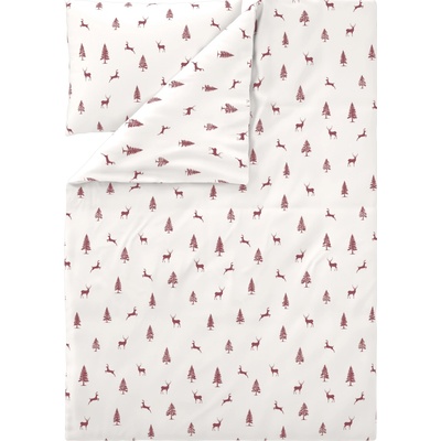 Livarno povlečení z jemného flanelu jeleni / jedle červená 140x200 70x90 – Zboží Dáma