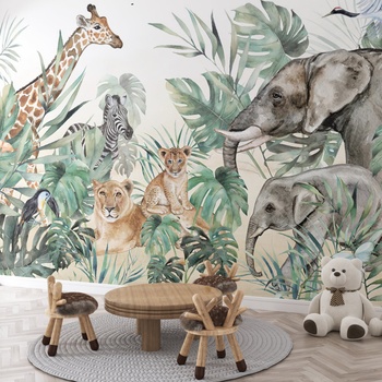 Decono Детски Фототапет Животните от Джунглата