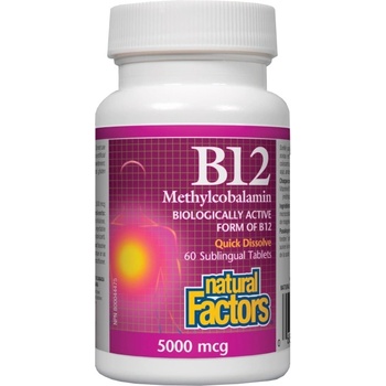 Image 1 of Natural Factors B12 Methylcobalamin 5000 mcg [60 Дъвчащи таблетки]