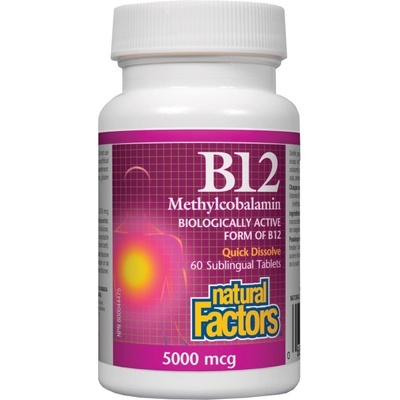 Natural Factors B12 Methylcobalamin 5000 mcg [60 Дъвчащи таблетки]