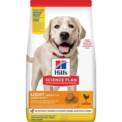 Hill's Science Plan Light granule pre dospelých psov veľkých plemien s kuracím 14 kg