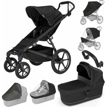 Thule Set 7v1 Urban Glide 4-wheel Black 2024 + pláštěnka + ochranná síť + madlo + korba Black + pláštěnka + ochranná síť na korbu