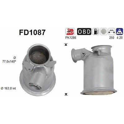 Filter sadzí/pevných častíc výfukového systému AS FD1087 FD1087