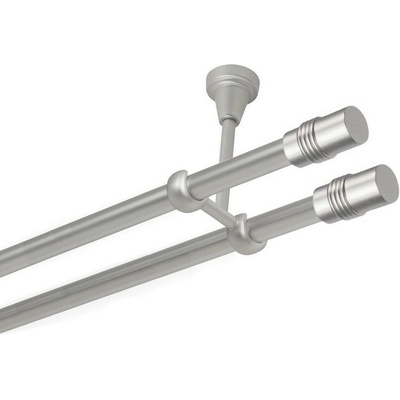 OK-GarnýžeCZ Garnýž kovová dvouřadá 16mm Cylinder double satina 190 cm do stropu / na tunýlek - bez kroužků