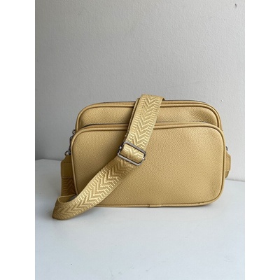 Praktická žltá crossbody kabelka s dvoma priehradkami