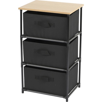 DOCHTMANN Regál s úložnými boxy černý 3 police 39x30x68cm