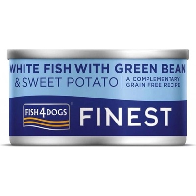 Fish4Dogs Най-добър бял риба с зелена фасул 85 г